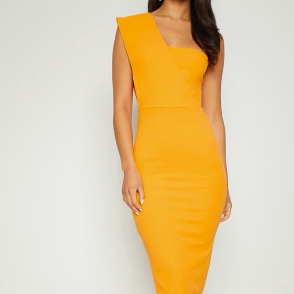 PrettyLittleThing One Shoulder Draped Midi Dress